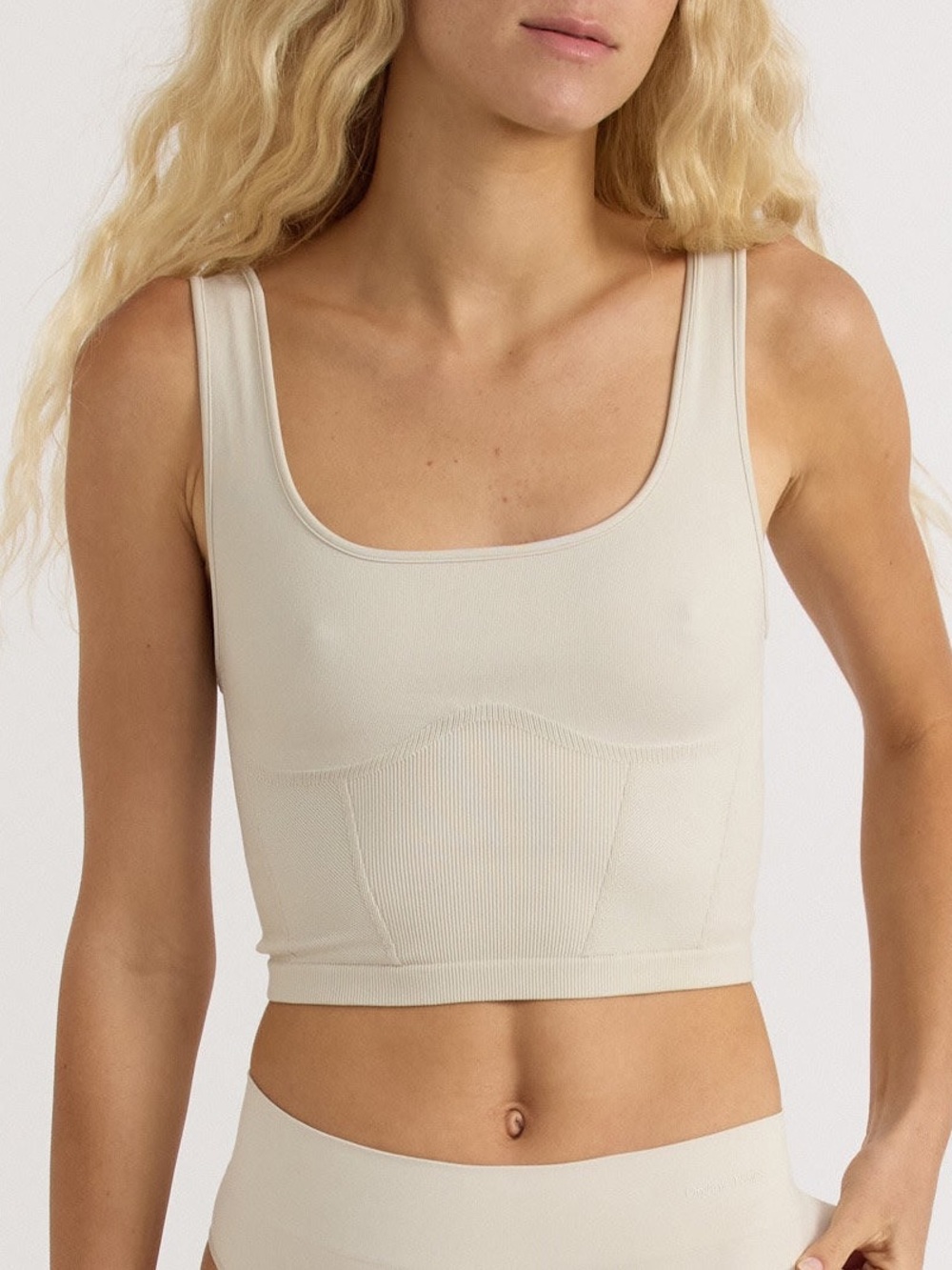 Organic Basics  Smooth Corset Top Cream Ribbed Crop Tank New Size Large bralette